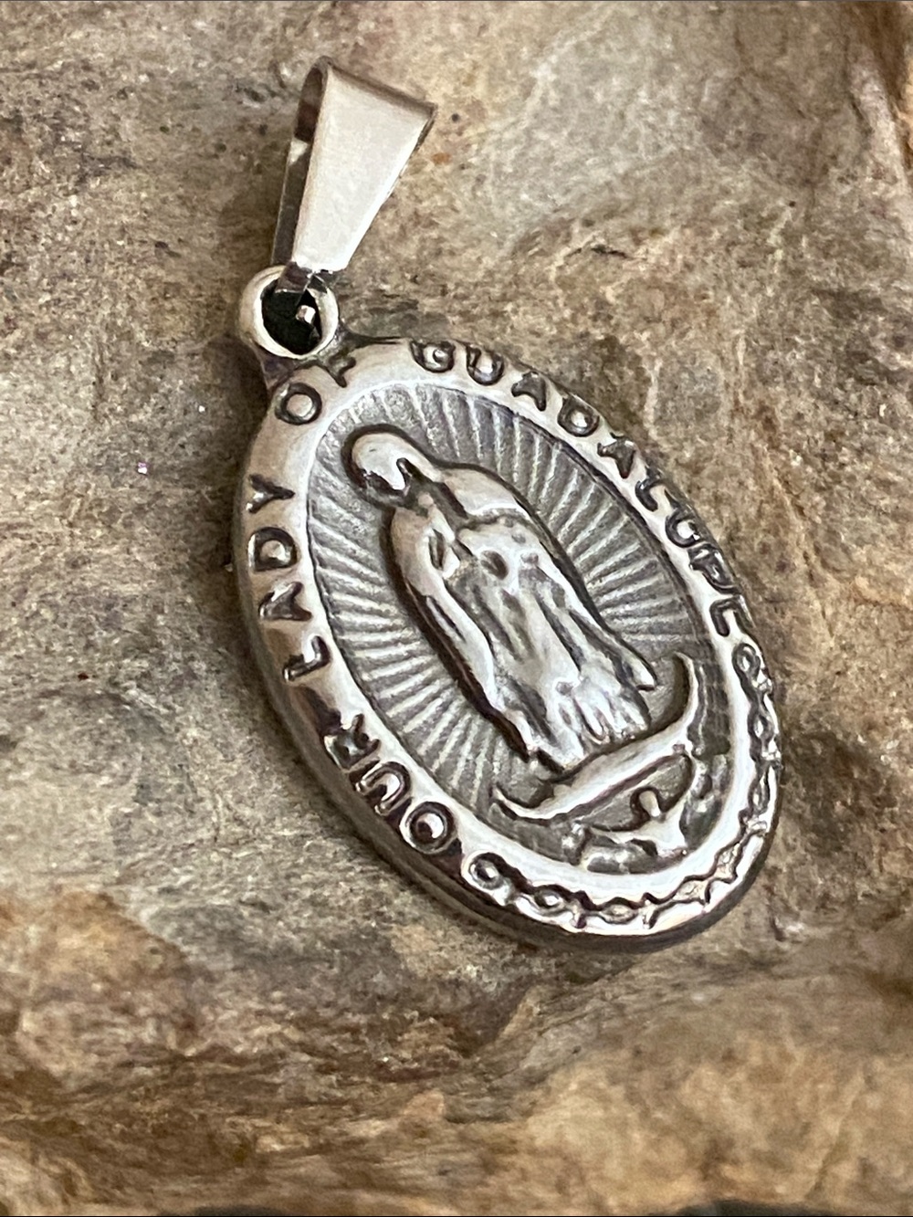 Vintage Sterling Silver Our Lady of Guadalupe Pendant